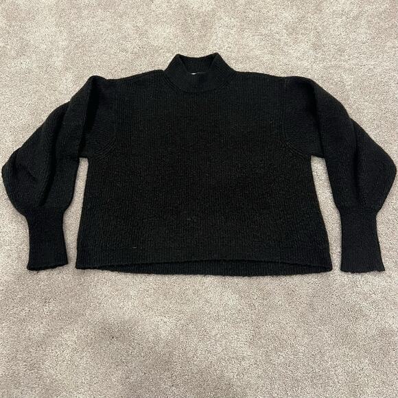 L'academie Revolve Cropped Crewneck Sweater Black Chunky Knit Size‎ S - Picture 7 of 9